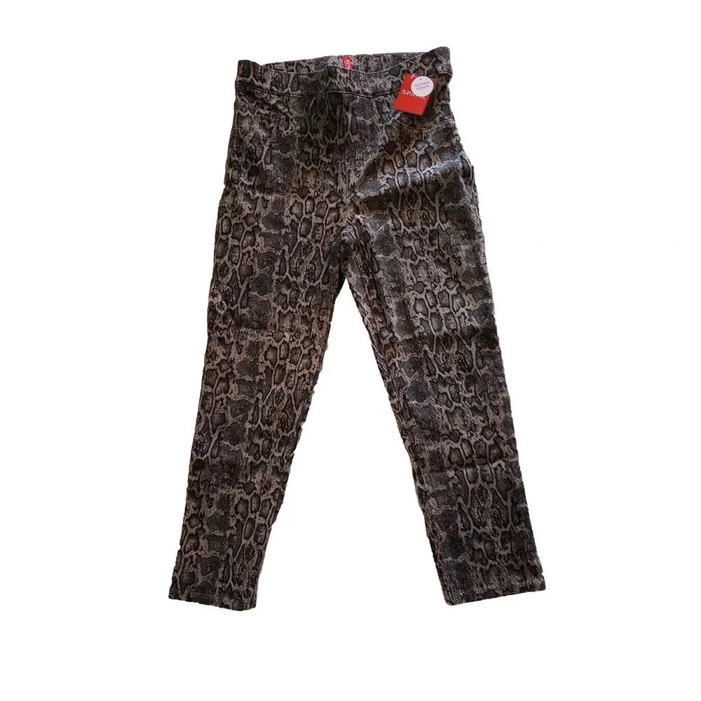 SPANX Womens Animal Print Cropped Leggings Snakeskin Sz S Jean Like Stretch Pant